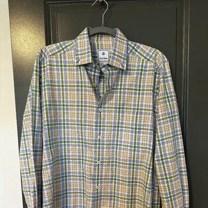 Men's Colorful Plaid Shirt from David Donahue - Size M - 100% Cotton